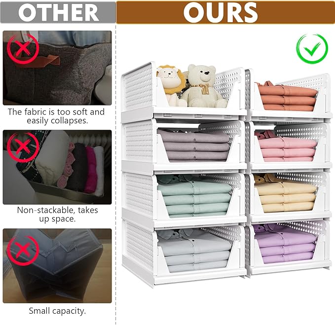 SNSLXH 5 Pack Stackable Closet Organizer Box, Space-Saving Clothes Storage - Image 3