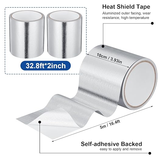 Zonon 2 Rolls Aluminum Foil Tape Heat Shield Tape Barrier Adhesive Reflective - Image 4