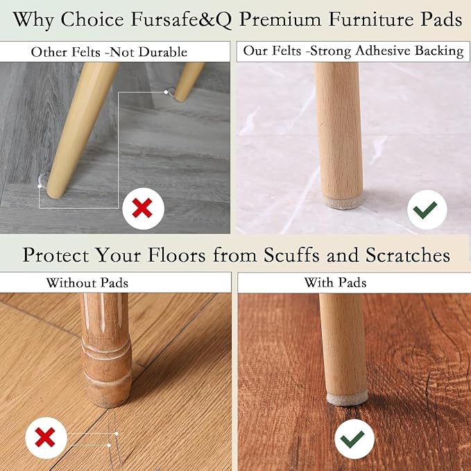 Fursafe&Q Felt Furniture Pads for Hardwood Floors - Image 6