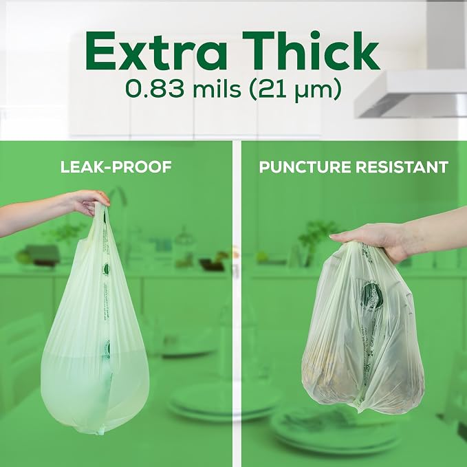 ANECO 4 Gallon Compostable Food Waste Bags - Image 4