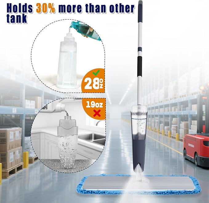 24" Microfiber mop for Floor Cleaning System, Commercial Heavy-Duty Wet Dry mops - Image 2