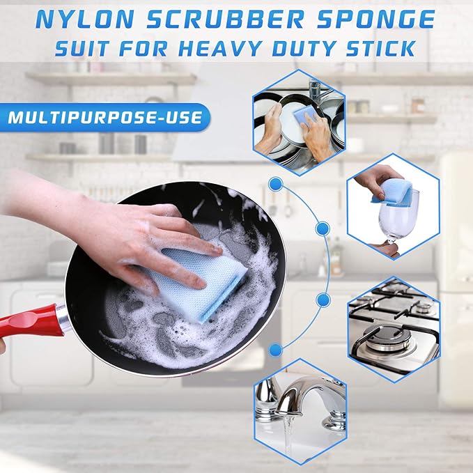 Nylon Cleaning Scrub Pad 12 Pack, Long-Lasting and Reusable Dishwashing Sponge - Image 5