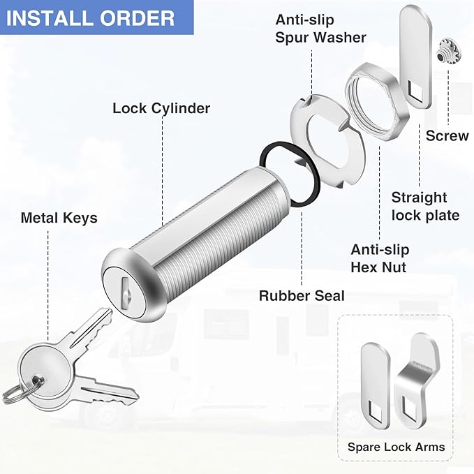 Cabinet Lock with Keys, Heavy Duty Cabinet Cam Lock Set - Image 5