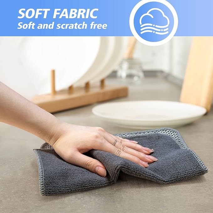KinHwa Kitchen Washcloths for Dishes Absorbent Microfiber Dish Cloths Quick Dry - Image 2