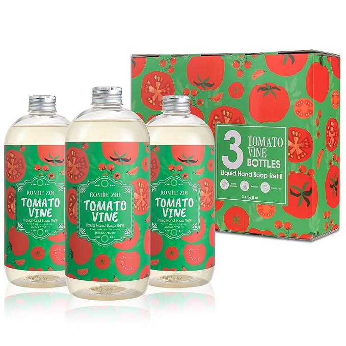 ROMIIE ZOI LIquid Hand Soap Refills Gift Set – Tomato Vine Scent – 3 x 26 Fl Oz by ROMIIEZOI