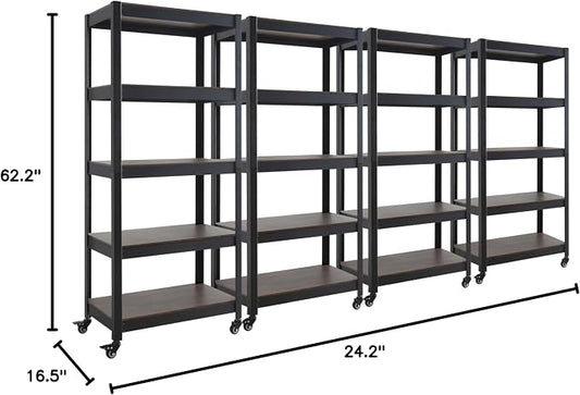 HOMEDANT House 5-Tier Metal Rolling Cart Shelf Rack Casters Heavy Duty - Image 2