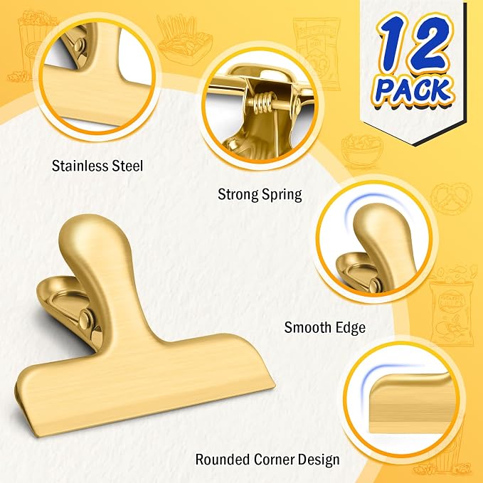 VNDUEEY 12 Pack Chip Clips, Stainless Steel Bag Clips - Image 4