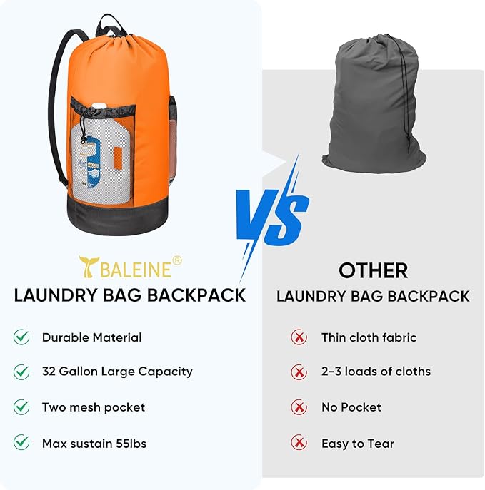 BALEINE 150L Laundry Bag Backpack, 900D Oxford Fabric Large Travel Laundry Bags - Image 5