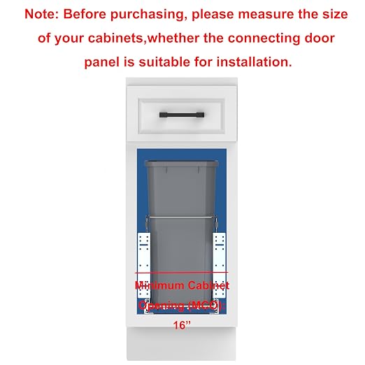 Single Pullout Trash Can for Under Kitchen Cabinets Include Single 35QT Trash - Image 3