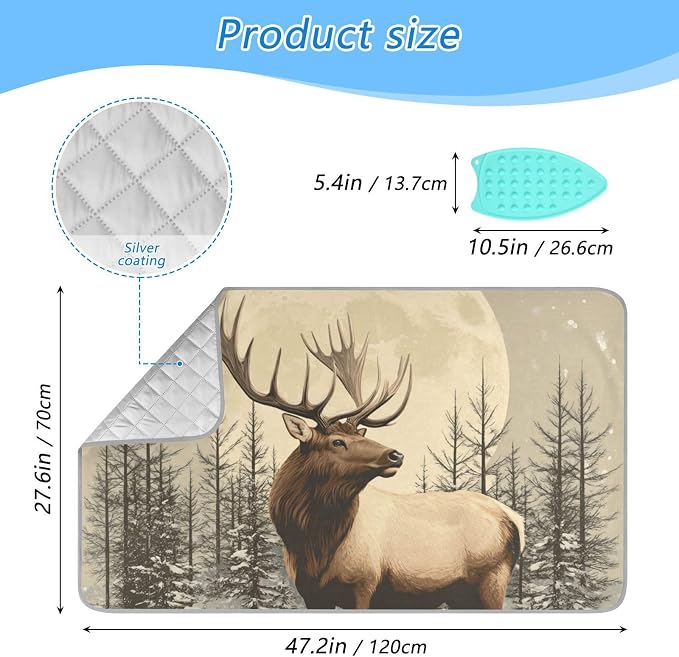 Retro Elk Winter Ironing Mat for Table top Portable Ironing Pad Blanket for - Image 2