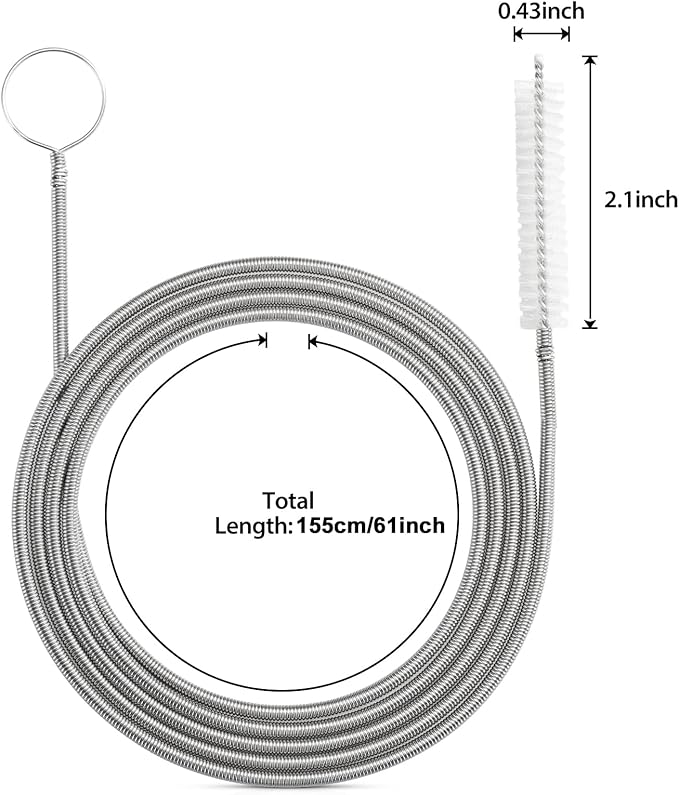 Extra-Thick Drain Brush with Stronger Spring 61-Inch Stainless Steel and Nylon - Image 6
