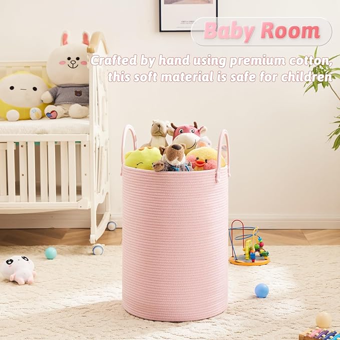 Laundry Basket, Woven Cotton Rope Laundry Hamper, 60L - Image 4
