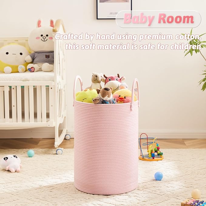 Laundry Basket, Woven Cotton Rope Laundry Hamper, 40L - Image 4
