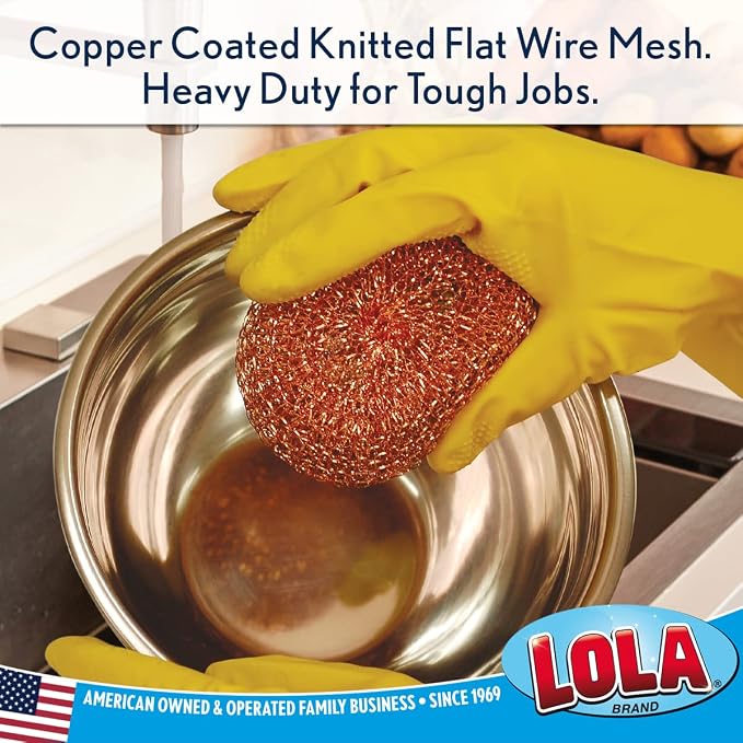 LOLA Copper Mesh Scouring Pad, 18 Grams, 12 Pack, Heavy Duty Cleaning Pads - Image 2