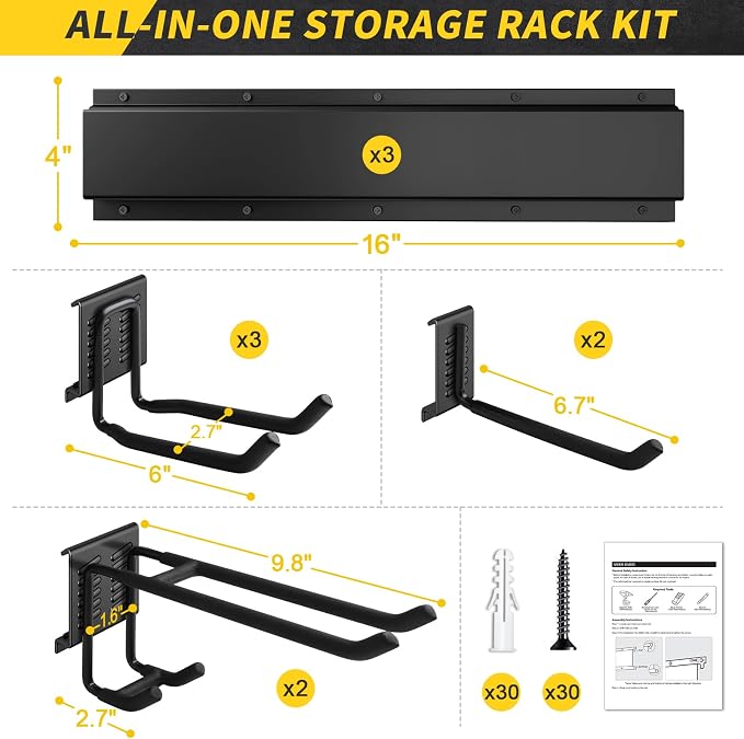 48 Inches Garage Storage, Garage Organization, Wall Mount Garden Tool Organizer - Image 5