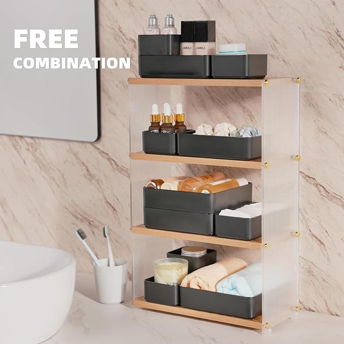 11-Piece Stackable Drawer Organizer Set, Stationery, Utensils in Bathroom - Image 4