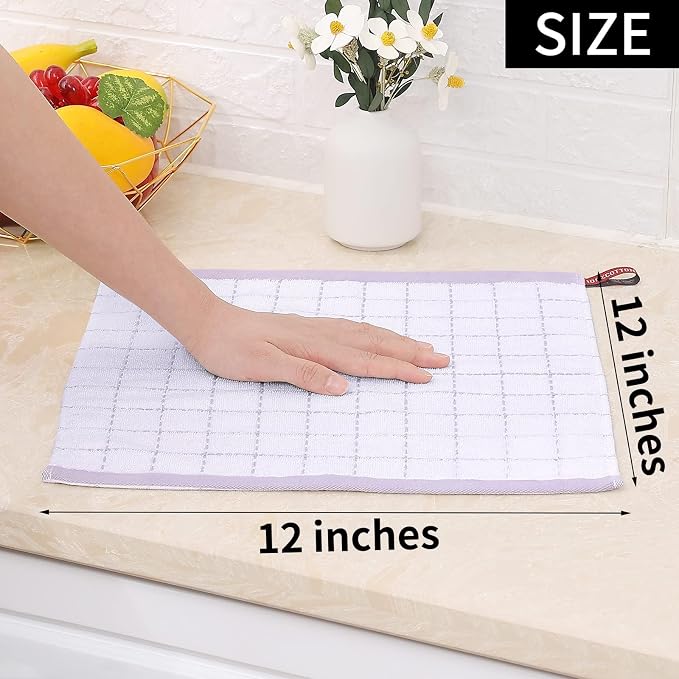 Homaxy 100% Cotton Terry Kitchen Dish Cloths, Ultra Soft and Absorbent Dish - Image 5
