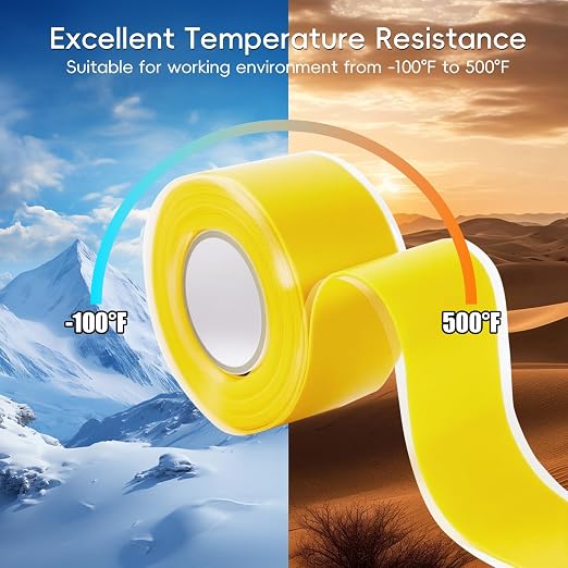 Self Fusing Silicone Tape 4 Rolls 1 in x 10' Yellow Waterproof Rescue Tape - Image 5