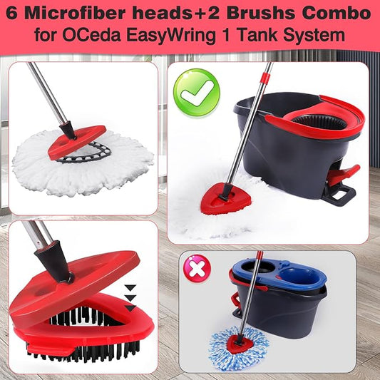 Mop Replacement Heads 6 Pcs & 2 Scrub Brushes Combo - Image 2