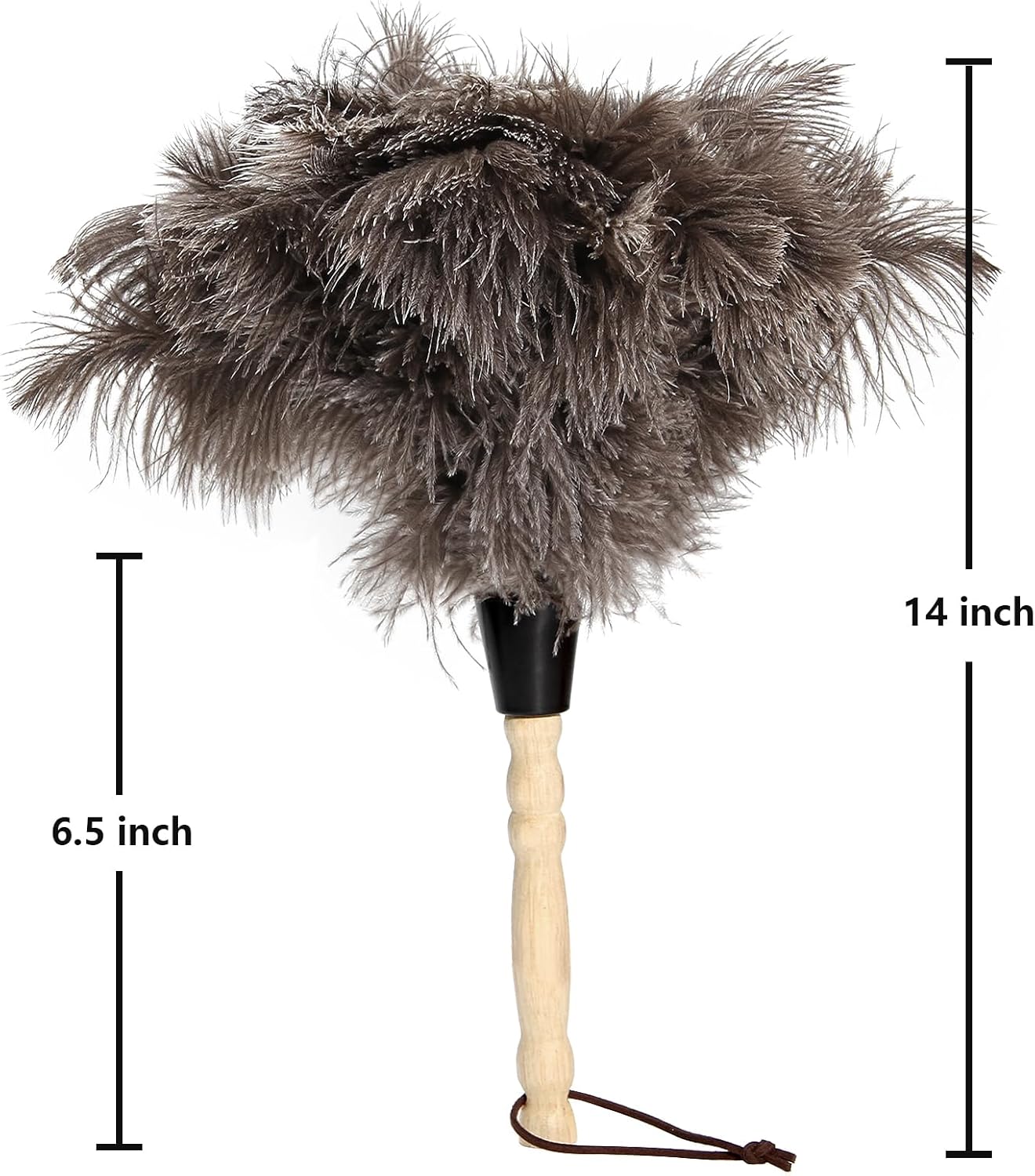 2pcs Ostrich Feather Dusters Natural Feathers Duster with Wooden Handle Natural Ostrich Feathers for Home Cleaning and Office Finishing Duster(2pcs，Length14”