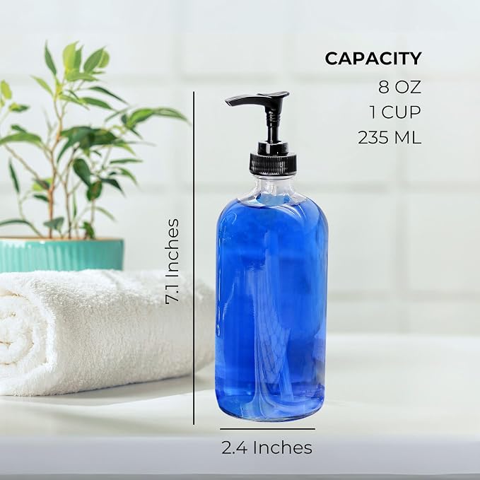 Cornucopia Brands 8oz Clear Glass Pump Bottles, Great as Essential Oil Bottles - Image 6