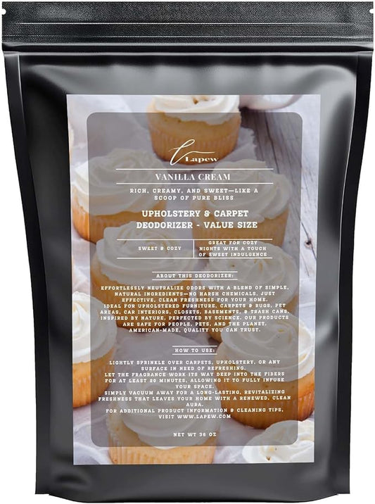 Vanilla Cream Carpet Freshener Powder Refill 36 oz | Powerful Odor Eliminator by Lapew