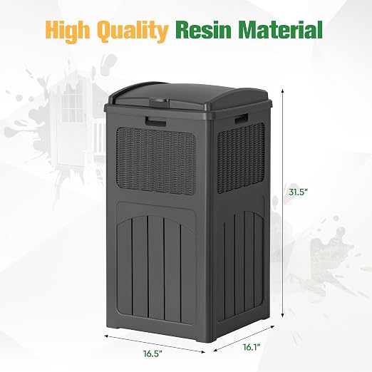 Flamaker 30 Gallon Trash Can, Resin Outdoor Garbage Can - Image 6