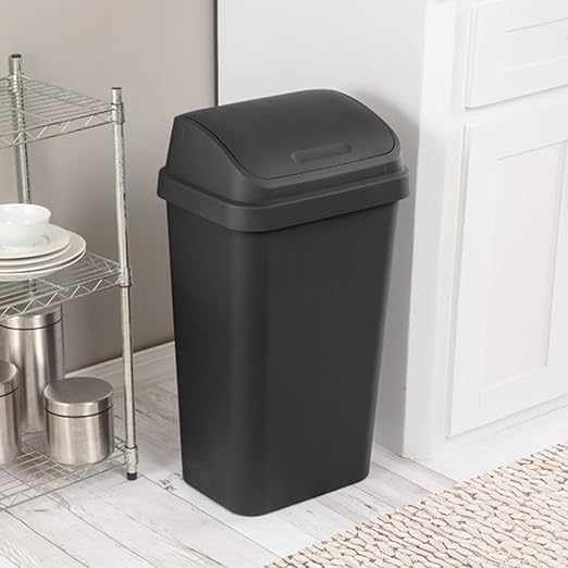 Sterilite 4-Pack Swing Top Wastebasket, Sleek Square Profile Trash Can - Image 5