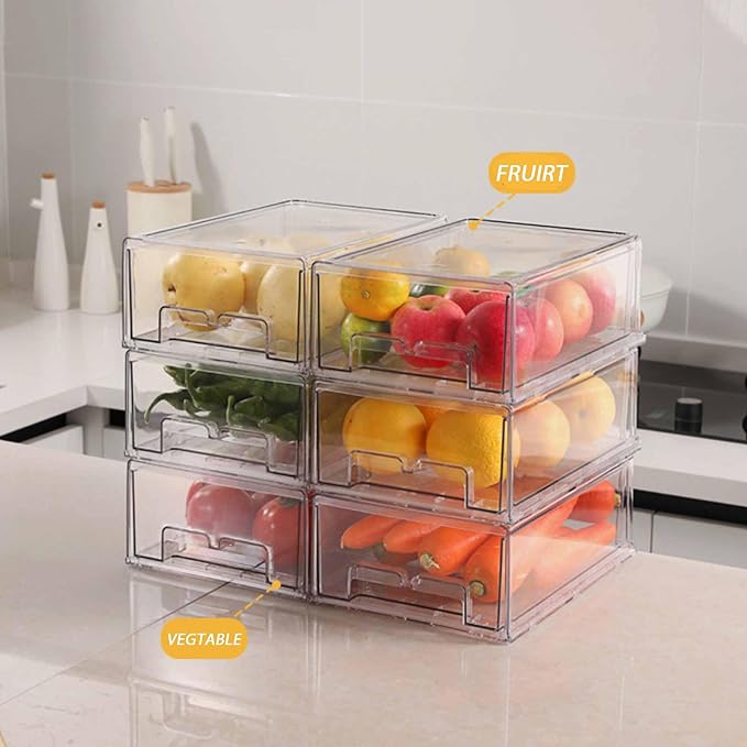 bealy 2 Pack Stackable Clear Storage Drawer, Refrigerator Organizers and - Image 6