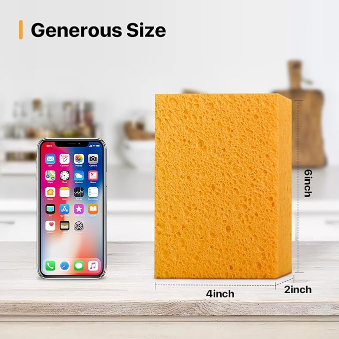 2 PCS Large Natural Cellulose Sponges 6x4x2 Inch - Image 2