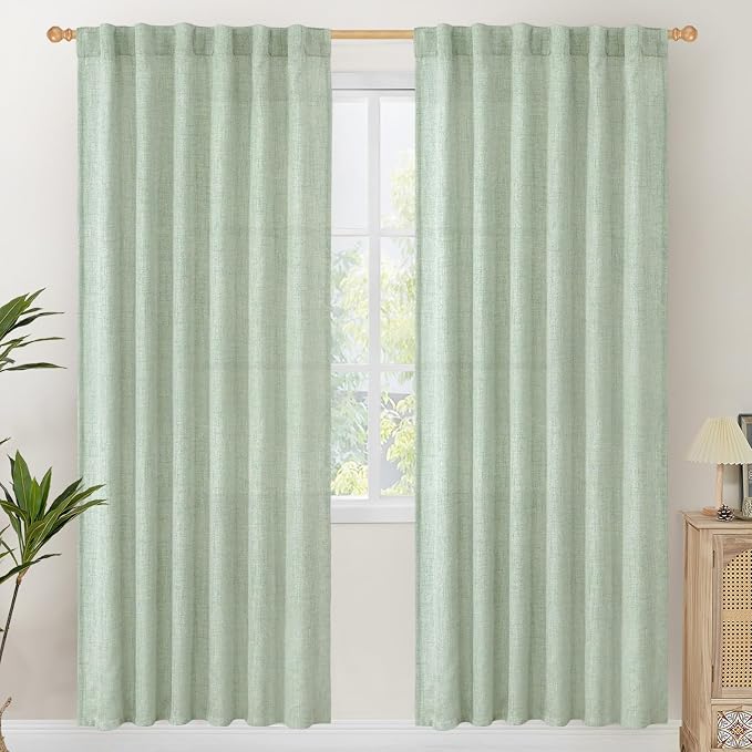 YoungsTex Sage Green Linen Curtains 78 Inches Long by YoungsTex