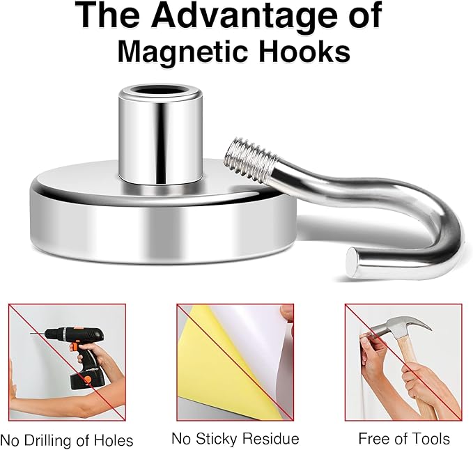 MIKEDE Magnetic Hooks, 40Lbs+ Heavy Duty Magnet Hooks - Image 5