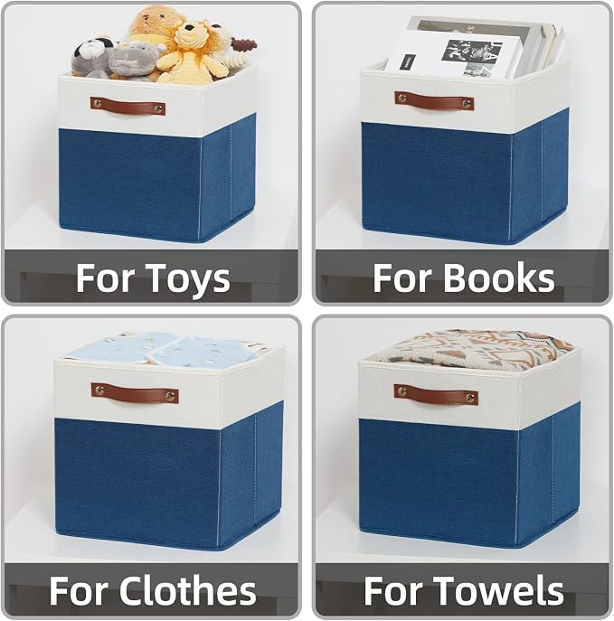 HNZIGE Cube Storage Baskets, Fabric Storage Cubes 12 x 12, Decorative Storage - Image 3