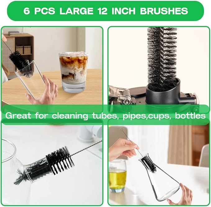 Straw Cleaner Brush Set, 12 Pieces Extra Long Pipe Water Bottle Brushes - Image 3