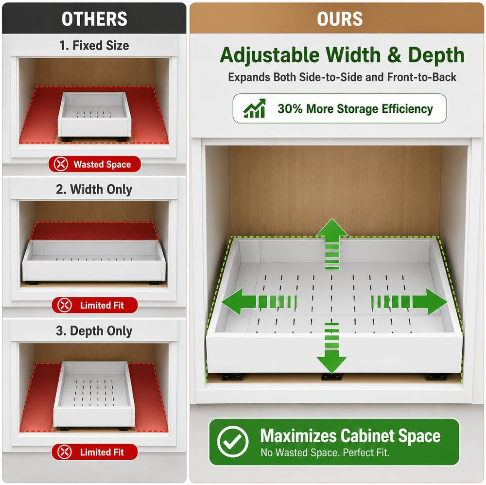 Fokyfok Pull out Cabinet Organizer,Expandable,No Drill,Heavy Duty,Kitchen