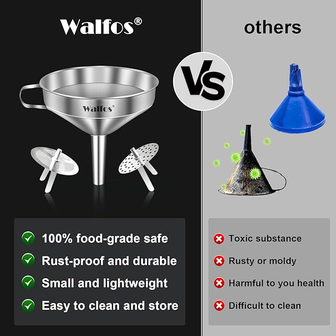 Stainless Steel Funnel, Walfos Kitchen Funnel - Image 3