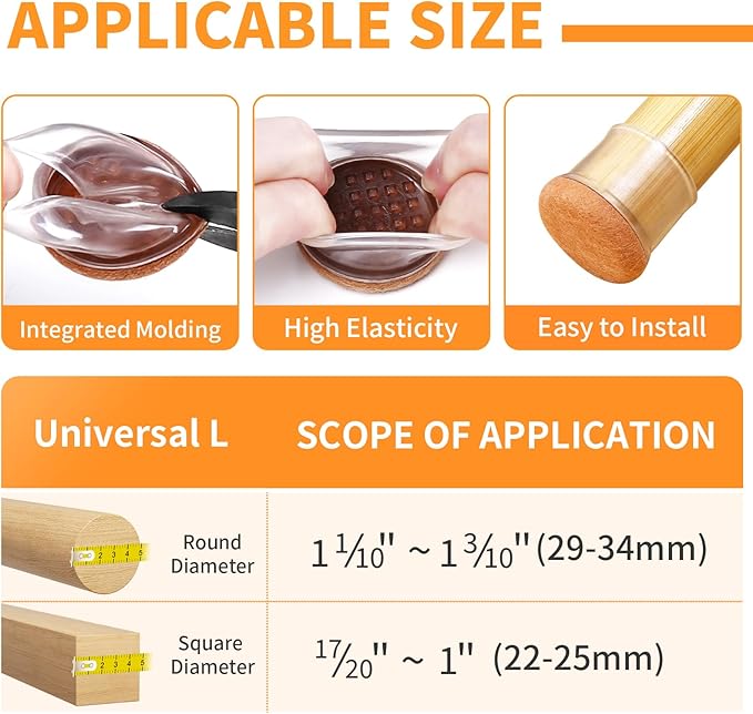 Ezprotekt 24 Pcs Clear Silicone Chair Leg Floor Protectors - Image 2