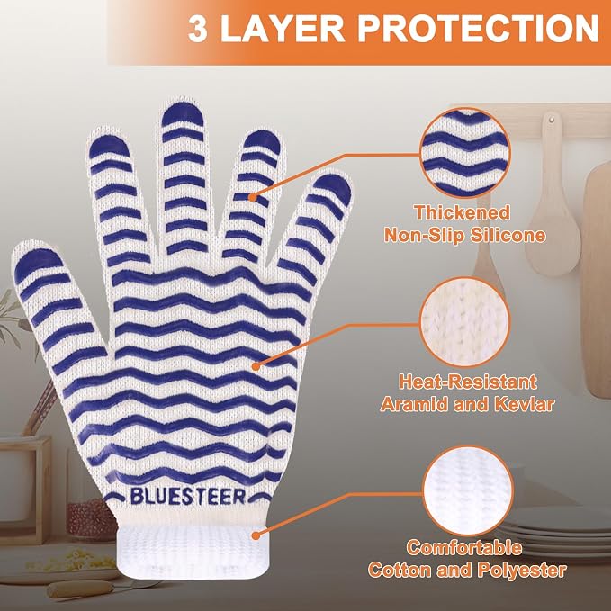 Oven Gloves 932°F Heat Resistant Oven Mitts - Image 3