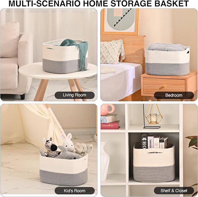 Woven Cotton Rope Storage Basket - Image 4