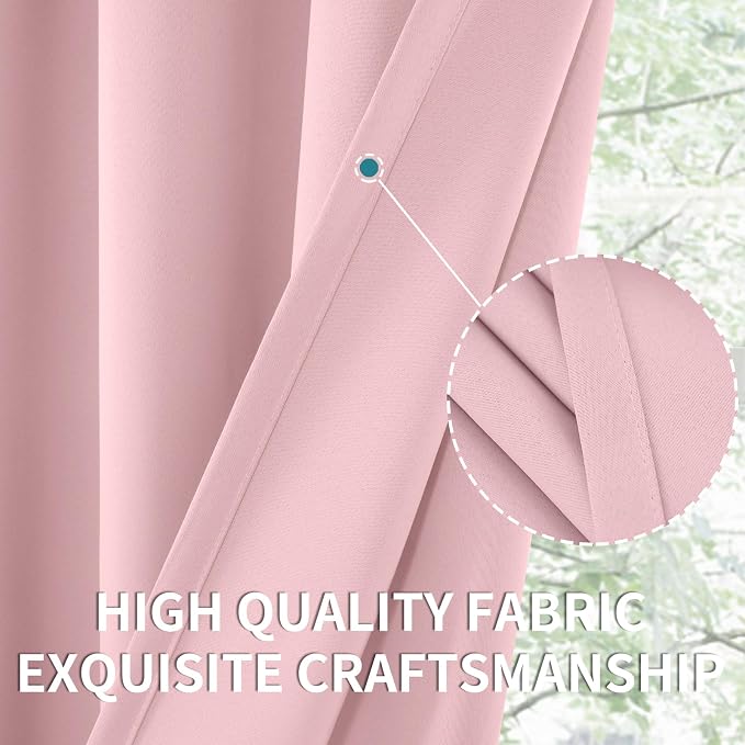 BGment Baby Pink Room Darkening Curtains 36 Inch Length - Image 6