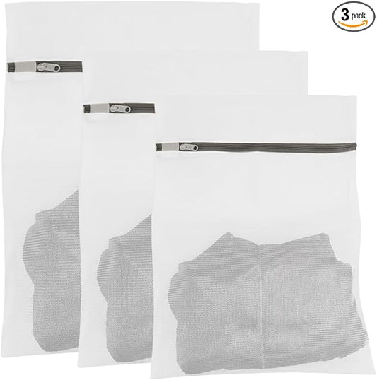 3Pcs Mesh Laundry Bags with Sturdy Zipper, Durable Laundry Room Essentials by Zilotusnte