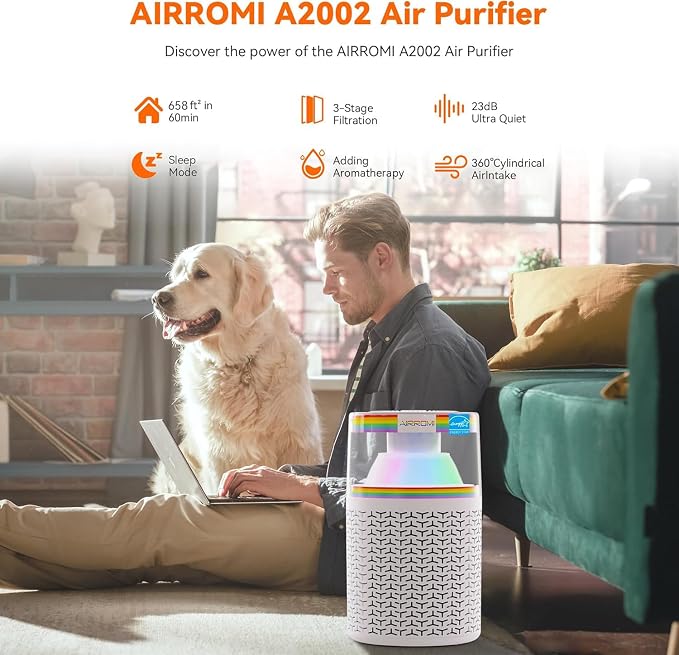 AIRROMI Air Purifiers for Bedroom Home, Activated Carbon Filter Cleaner - Image 2