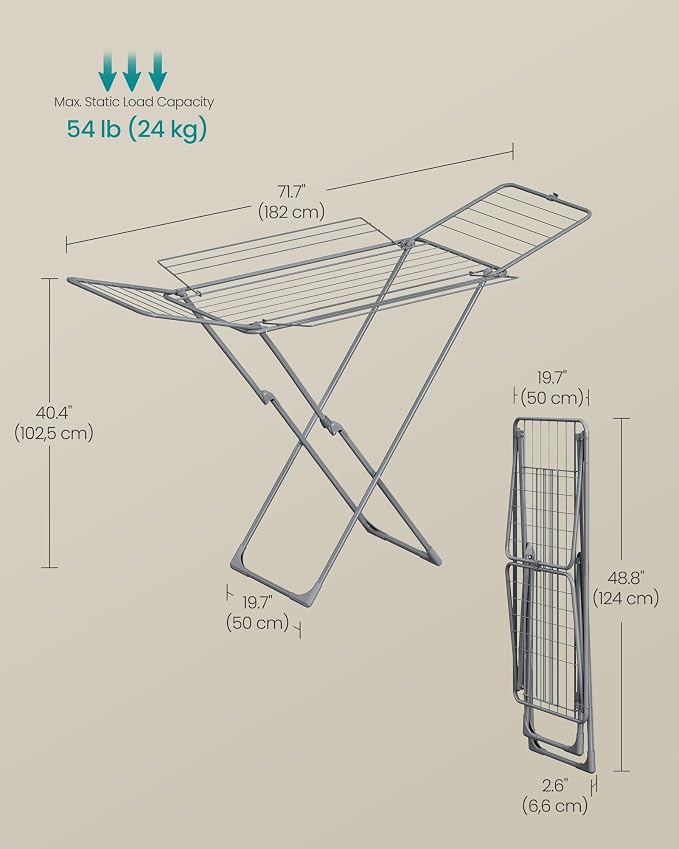 SONGMICS Clothes Drying Rack, Metal Laundry Drying Rack, Space-Saving, - Image 6