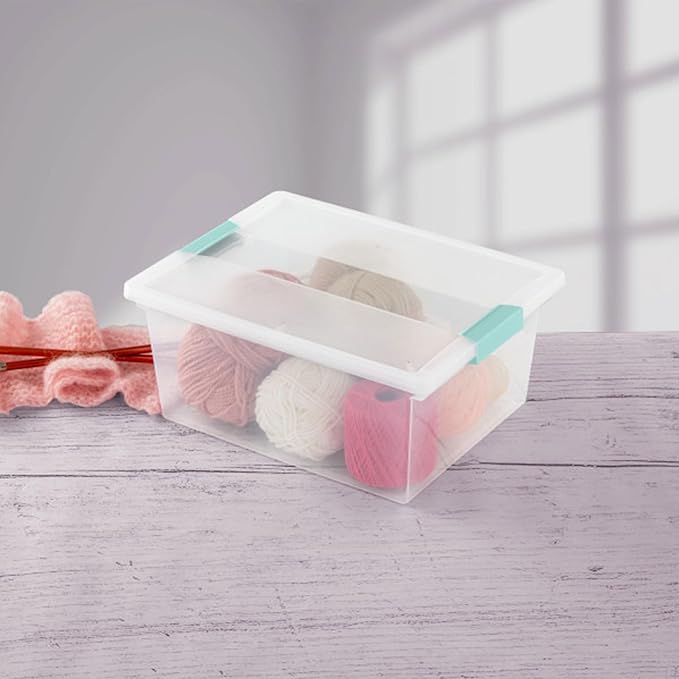 Sterilite 16-Pack Clip Box, Stackable Clear Plastic Bins