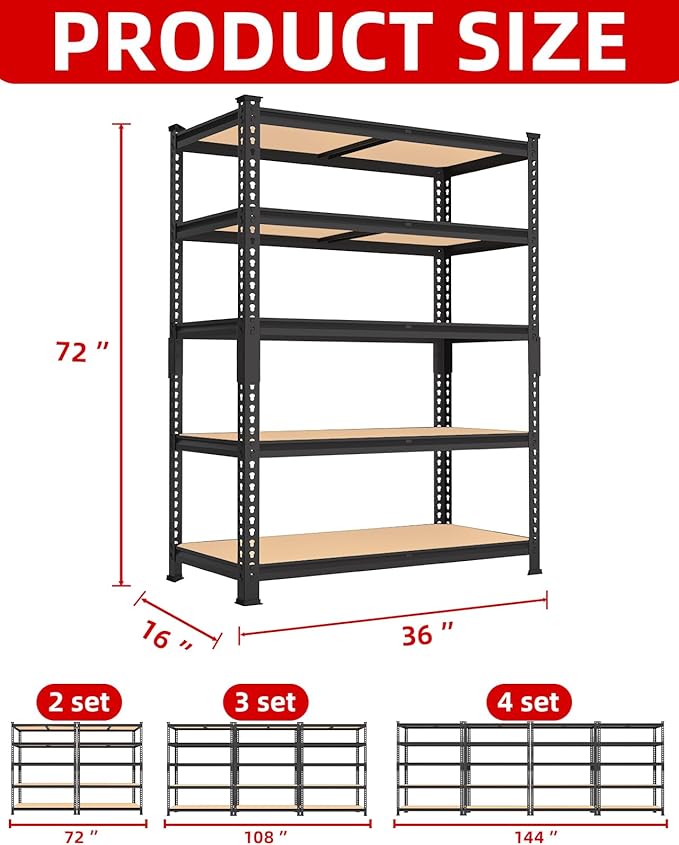 PrimeZone 36" x 16" x 72" Heavy Duty Storage Shelves - Image 3