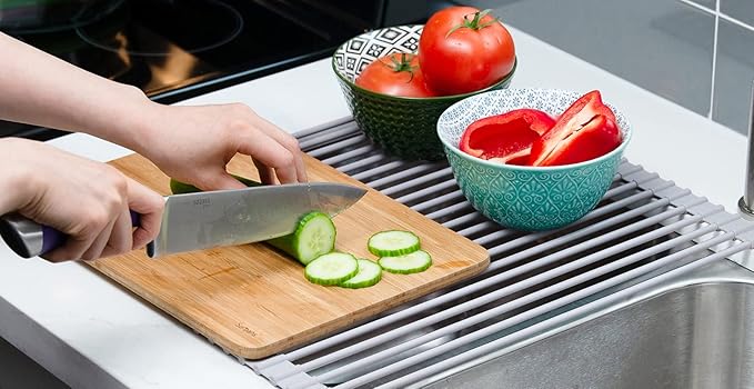 Surpahs Over Sink Foldable Multipurpose Roll-Up Dish Drying Rack, Silicone - Image 6
