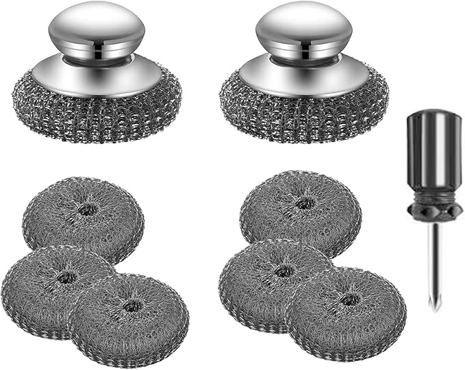Stainless Steel Wool Metal Wire Scrubber Sponge Scouring Pads Brush Set by Unknown