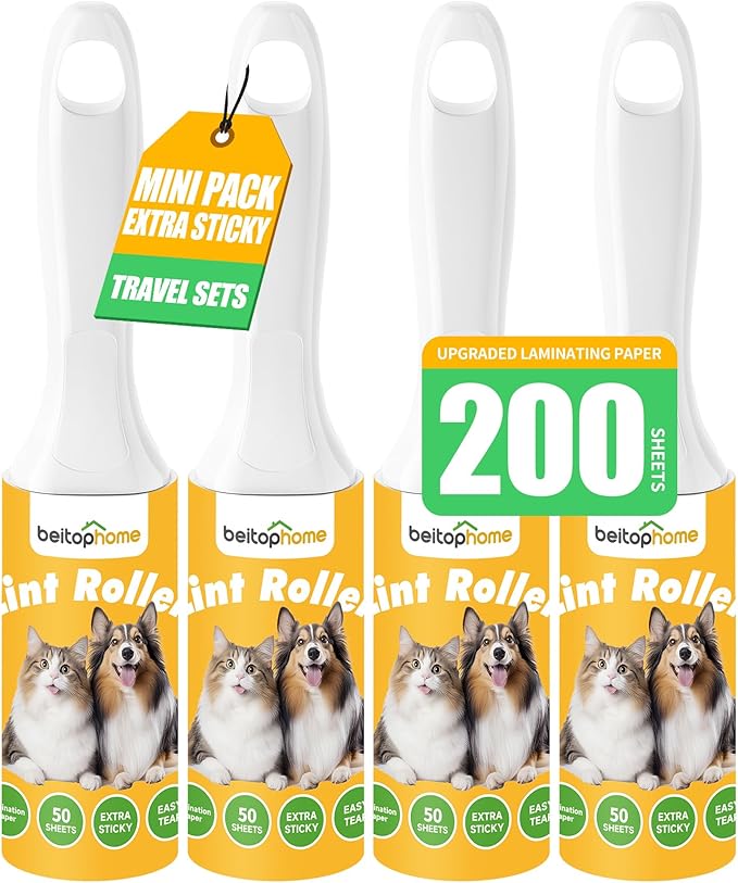 Extra Sticky Lint Roller for Pet Hairs 200 Sheets Lint Rollers for Travel 4 by Beitophomepet%60sfamily