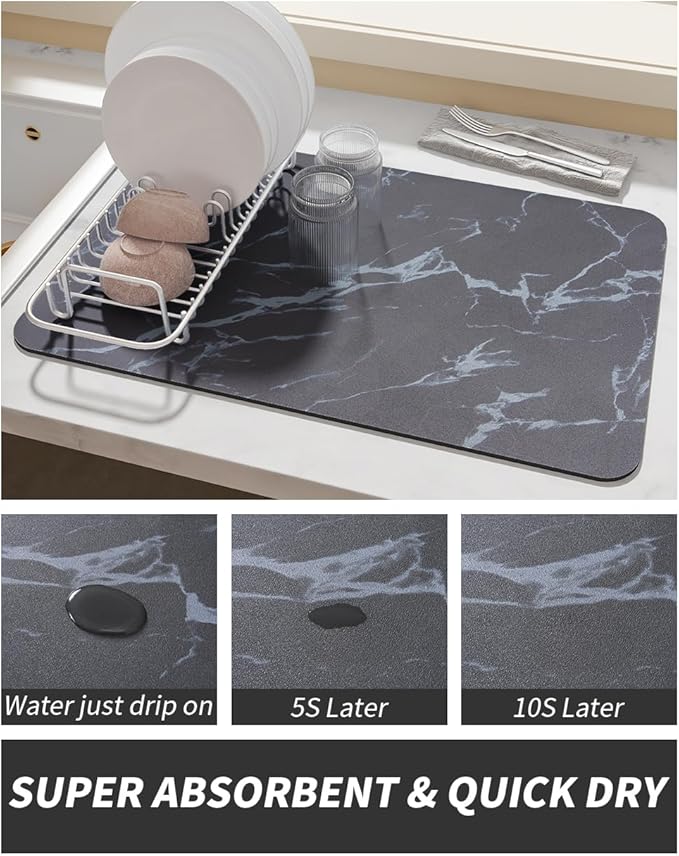AMOAMI-Coffee Mat Hide Stain Rubber Backed Absorbent Dish Drying Mat - Image 3