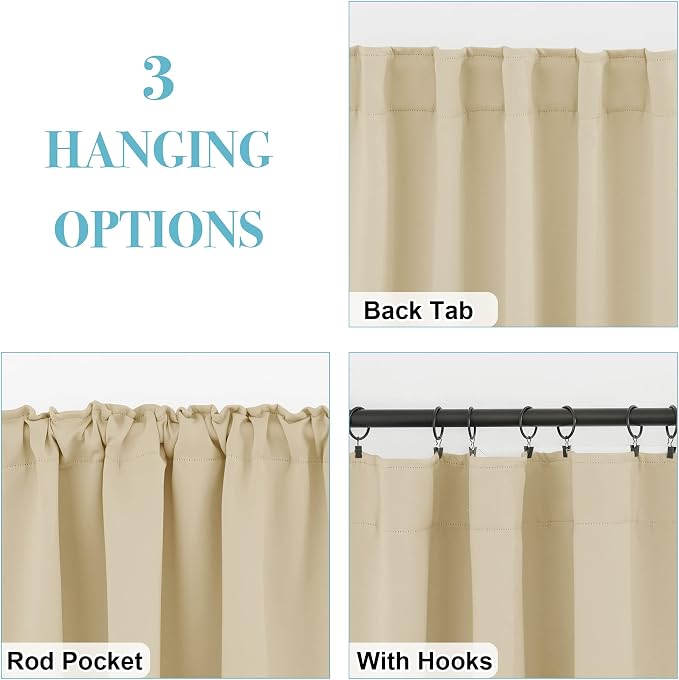 RYB HOME Small Window Curtains Blackout, Privacy Thermal Insulating Drapes - Image 6